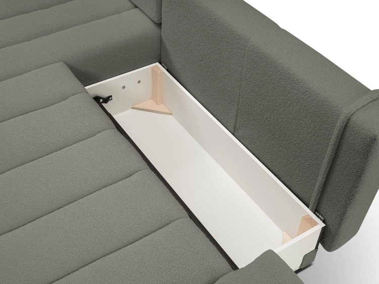 Ecksofa mit Schlaffunktion und Bettkasten Rechts Adoro Grau