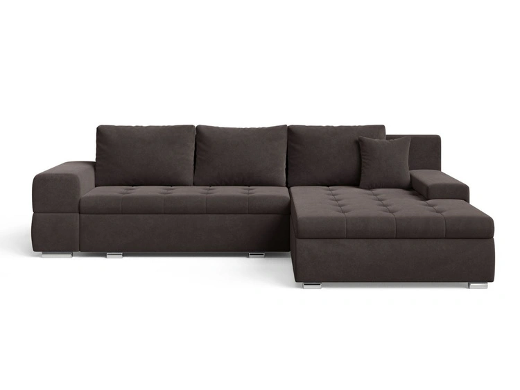 Ecksofa L-Form mit Schlaffunktion und Bettkasten Sonia Braun