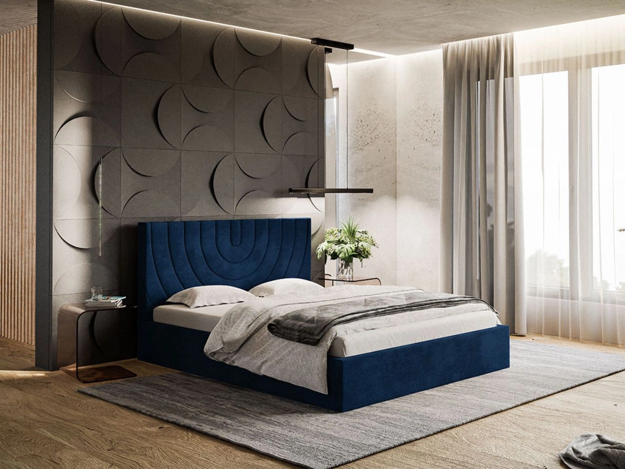 Polsterbett mit Bettkasten und Lattenrost 180x200 Corti Dunkelblau