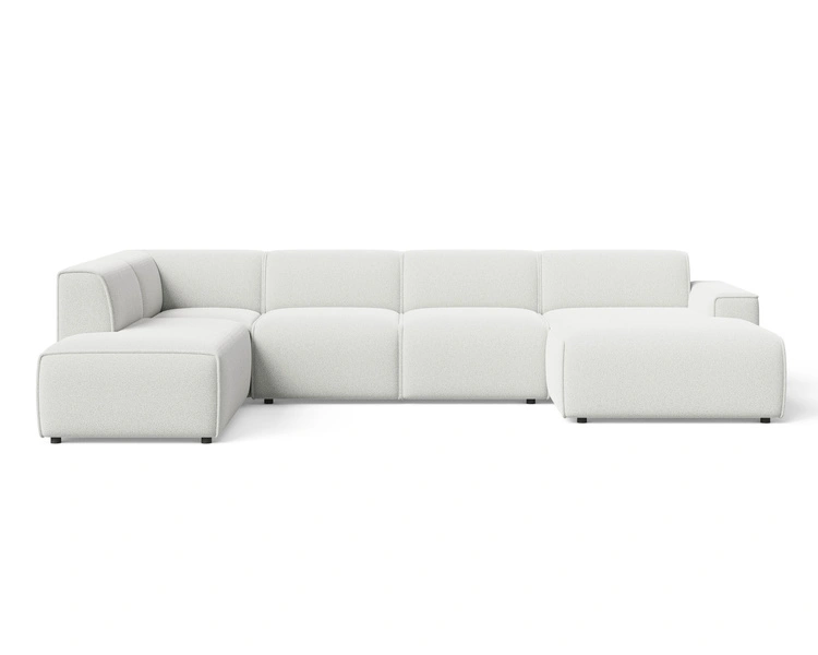Wohnlandschaft Links Belluno Bouclé-Stoff Weiß