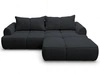 Ecksofa L-Form Rechts mit Schlaffunktion und Bettkasten Bonno Schwarz