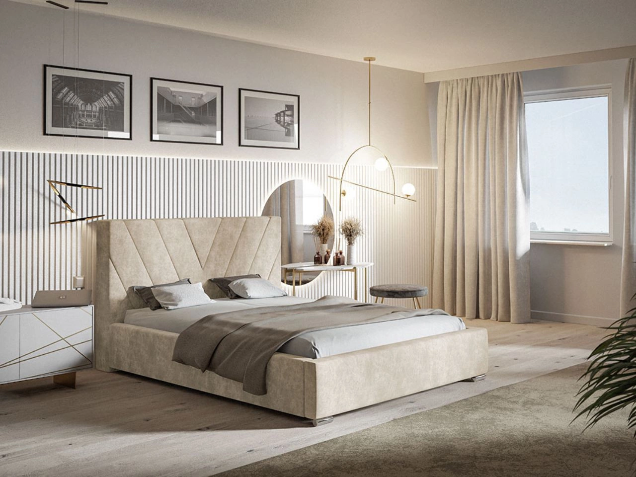 Polsterbett mit Bettkasten und Lattenrost 120x200 Tivoli Beige