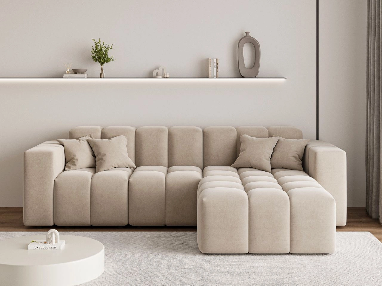 Ecksofa L-Form Rechts Moderne Ecksofa Loopo Beige