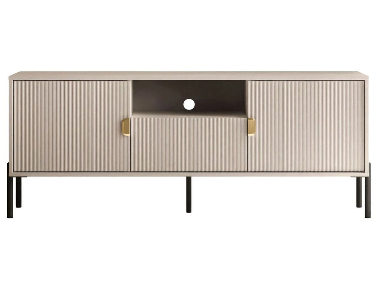 TV-Lowboard zweitürig mit Schublade und schwarzen Metallfüßen Orlean Kaschmir Matt