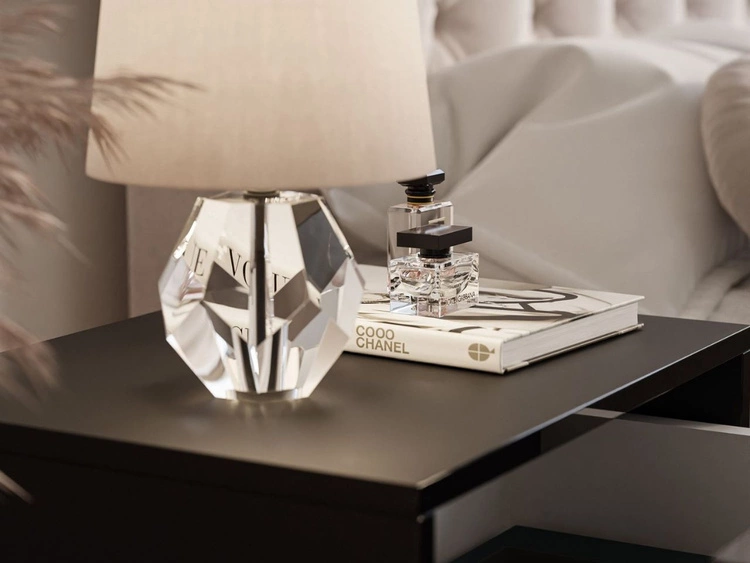 Nachttisch mit Schublade und silbernen Gestell Brisa Schwarz Hochglanz