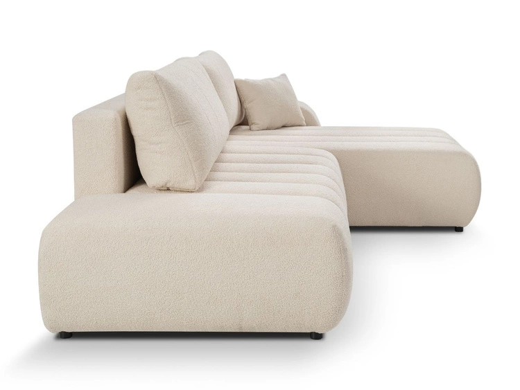 Ecksofa mit Schlaffunktion und Bettkasten Rechts Adoro Hellbeige