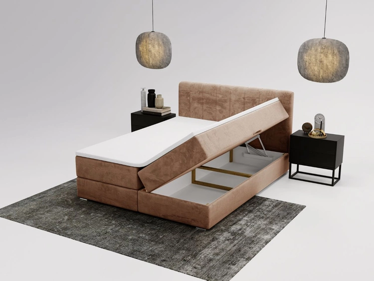 Boxspringbett mit Bettkasten 140x200 Forte Beige