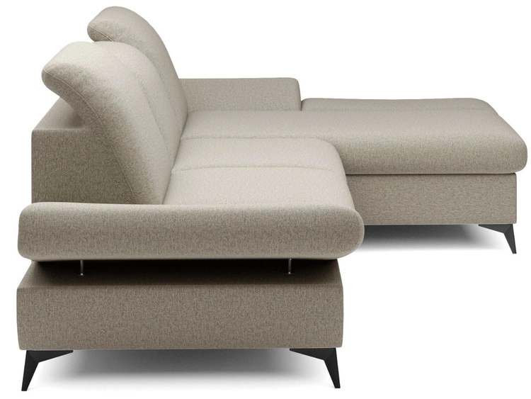 Ecksofa L-Form Rechts mit Schlaffunktion und Bettkasten Hannover Hellbraun