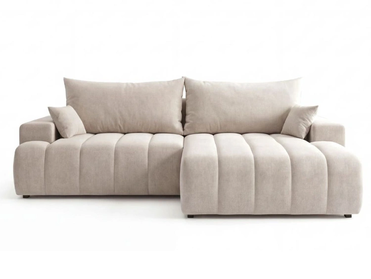 Ecksofa L-Form Rechts mit Schlaffunktion und Bettkasten Caleo Beige