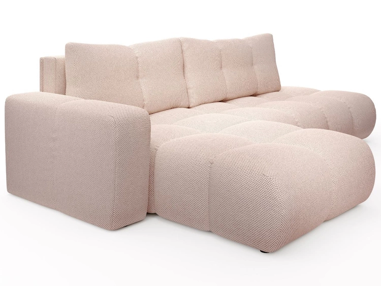 Ecksofa L-Form Links mit Schlaffunktion und Bettkasten Sile L Hellrosa
