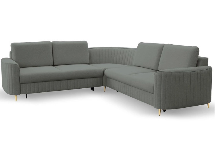 Ecksofa L-Form Rechts mit Schlaffunktion und Bettkasten Limon Grau
