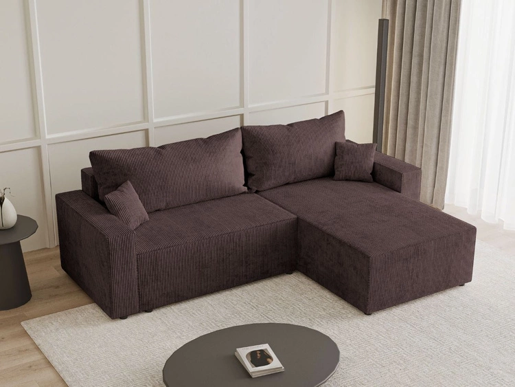 Ecksofa L-Form mit Schlaffunktion und Bettkasten Nivo Braun