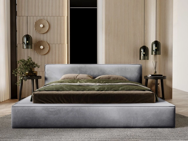 Polsterbett mit Bettkasten und Lattenrost 180x200 Mali Grau