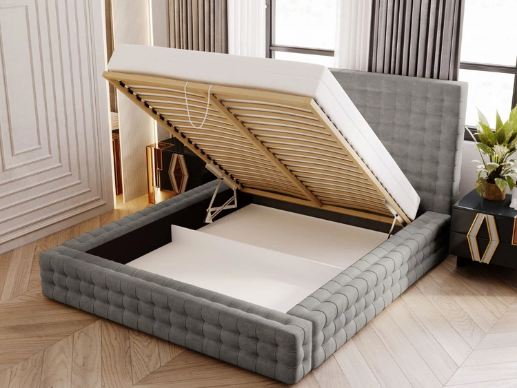 Polsterbett mit Bettkasten und Lattenrost 180x200 Barbados Grau