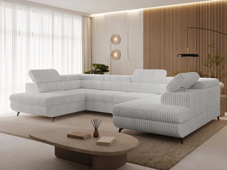 Wohnlandschaft mit Schlaffunktion und Bettkasten Argon Grau