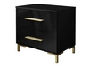 Nachttisch mit Schubladen auf Goldenen Beinen Nuveo Schwarz Hochglanz