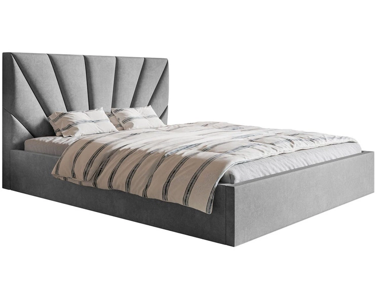 Polsterbett mit Bettkasten und Lattenrost 160x200 Orlo Hellgrau