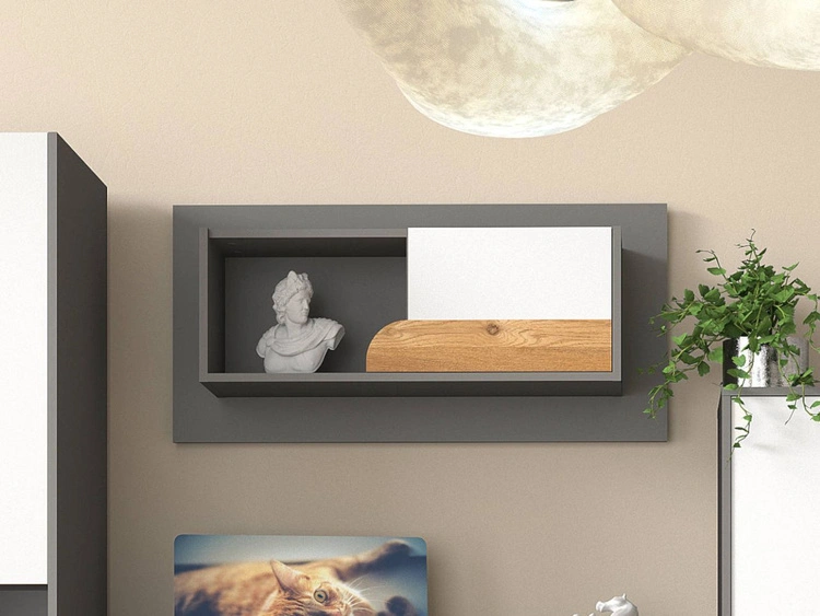 Ein Set moderner Möbel für ein Jugendzimmer Casa Nash Eiche, Weiß, Grau