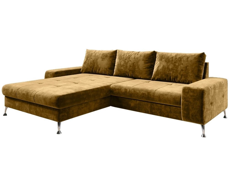 Ecksofa L-Form Links mit Schlaffunktion und Bettkasten Tonny Gelb