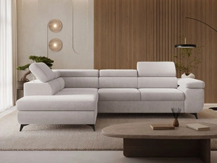 Ecksofa L-Form mit Schlaffunktion und Bettkasten Argon Links Grau
