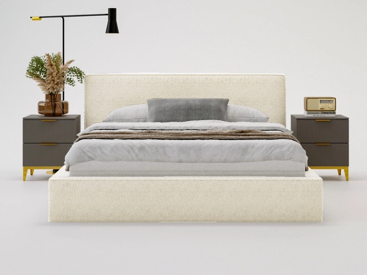 Polsterbett mit Bettkasten und Lattenrost 140x200 Monaco Creme