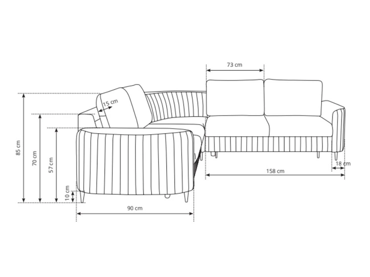 Ecksofa L-Form Links mit Schlaffunktion und Bettkasten Limon Beige