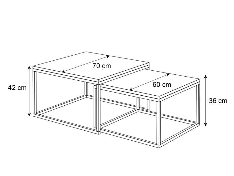 Couchtisch auf schwarzem Gestell Asumi Eiche Stirling 36x42