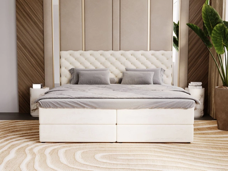 Boxspringbett mit Bettkasten 200x200 Bergamo Beige