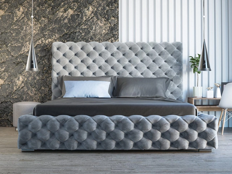 Polsterbett mit Bettkasten und Lattenrost 200x200 Heaven Hellgrau