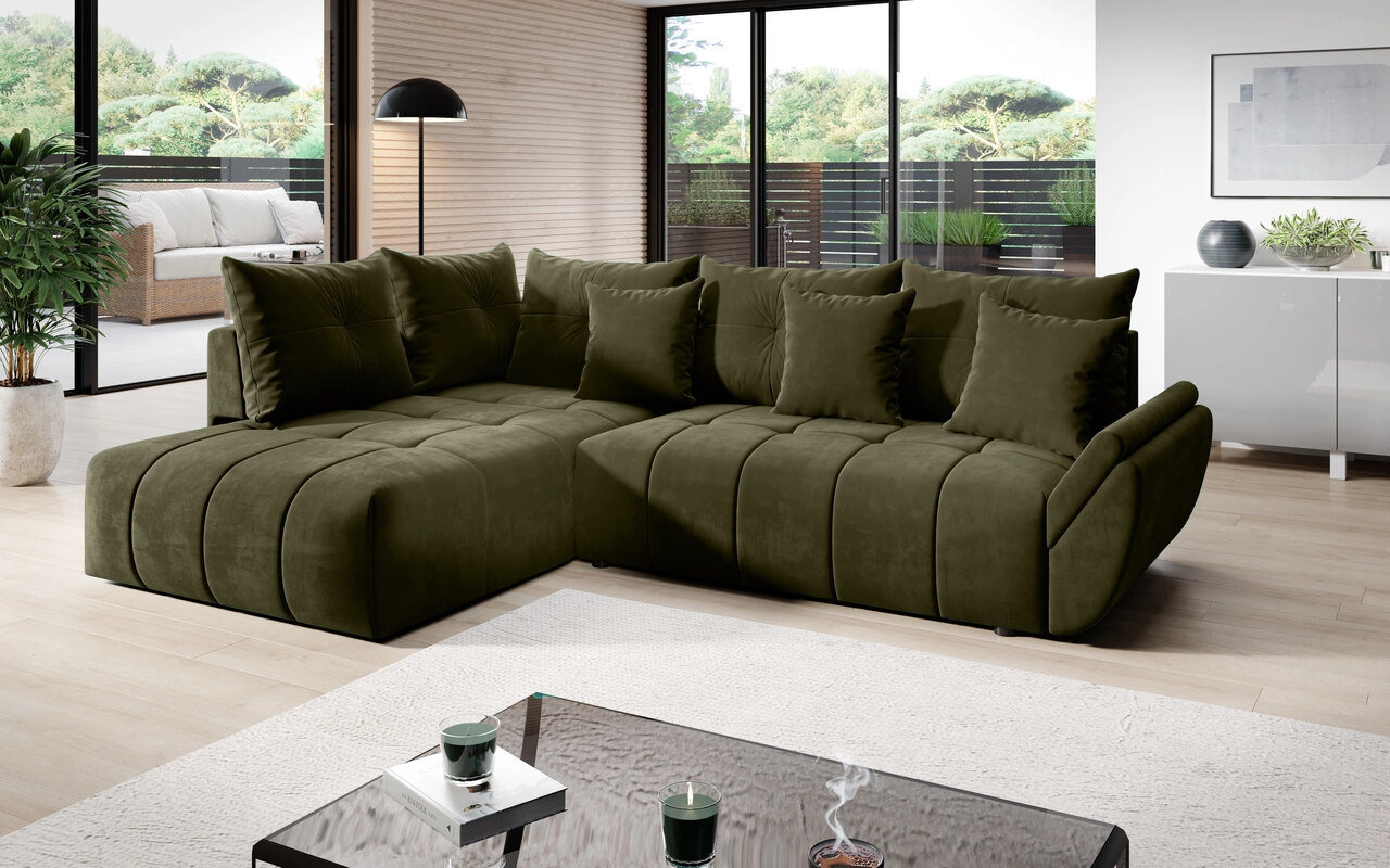 Modern Ecksofa mit Schlaffunktion Genoa -  Grün