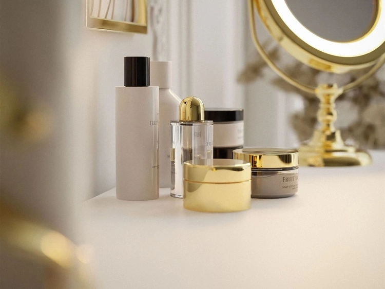 Konsolentisch mit Schubladen und goldenen Beinen Olivine Weiß Hochglanz