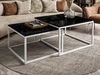 Couchtisch auf weißem Gestell Asumi Schwarz Hochglanz 40x46