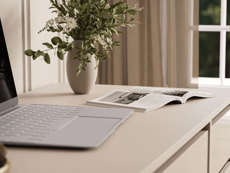 Schreibtisch mit fünf Schubladen Melo Kaschmir Hochglanz