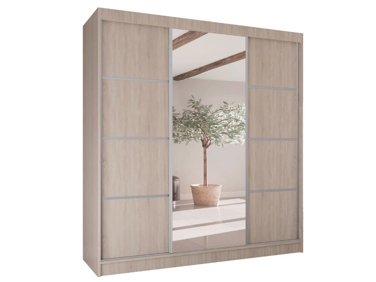 Schiebetürenschrank mit Spiegel 200 cm Vello Eiche Sonoma