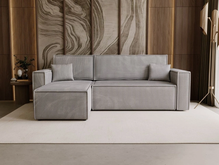 Modernes Ecksofa mit Schlaffunktion und Stauraum Prato L links Grau