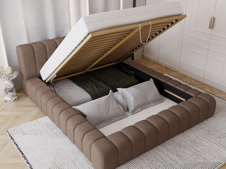 Polsterbett mit Bettkasten und Lattenrost 180x200 Italia Braun