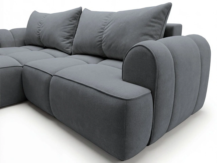Ecksofa L-Form Links mit Schlaffunktion und Bettkasten Bonno Dunkelgrau