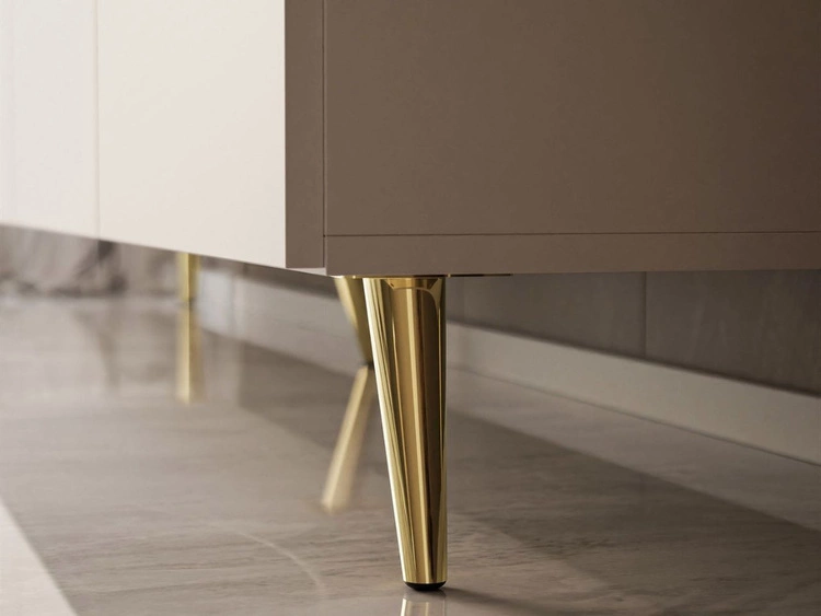 TV-Lowboard mit Türen auf Goldenen Metallbeinen 200 cm Nodoo Kaschmir