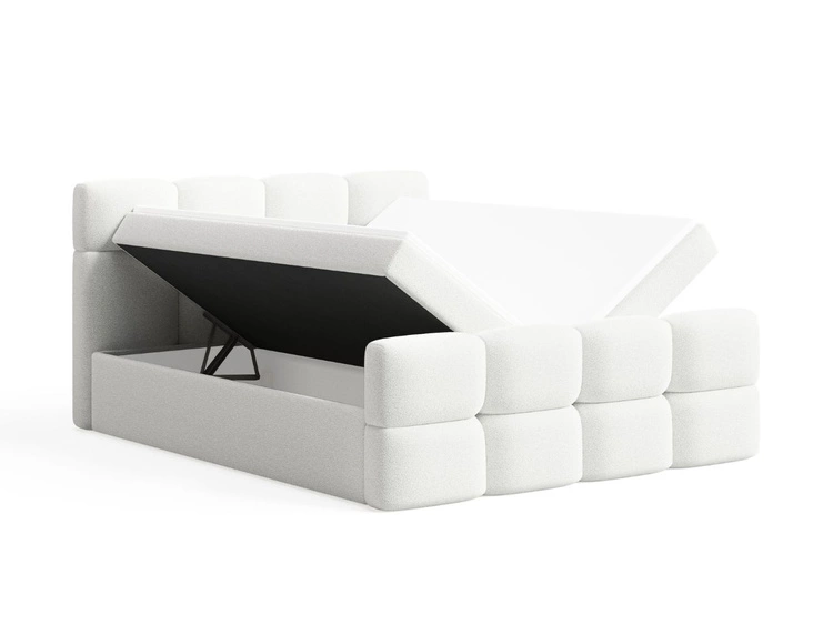 Boxspringbett mit Bettkasten 140x200 Rivon Creme