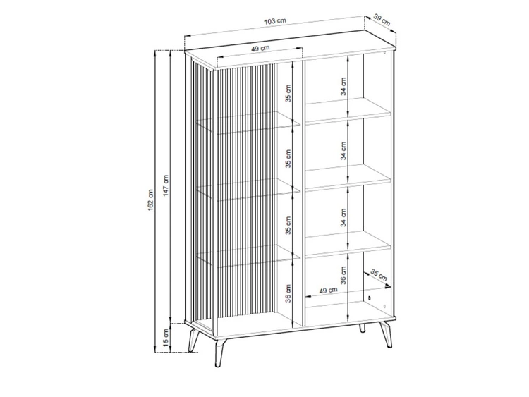 Vitrinenschrank mit LED Vinni Dunkler Walnuss Cashmere