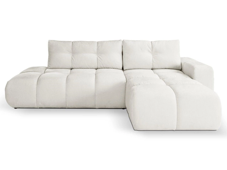 Ecksofa L-Form Rechts mit Schlaffunktion und Bettkasten Sile L Hellbeige