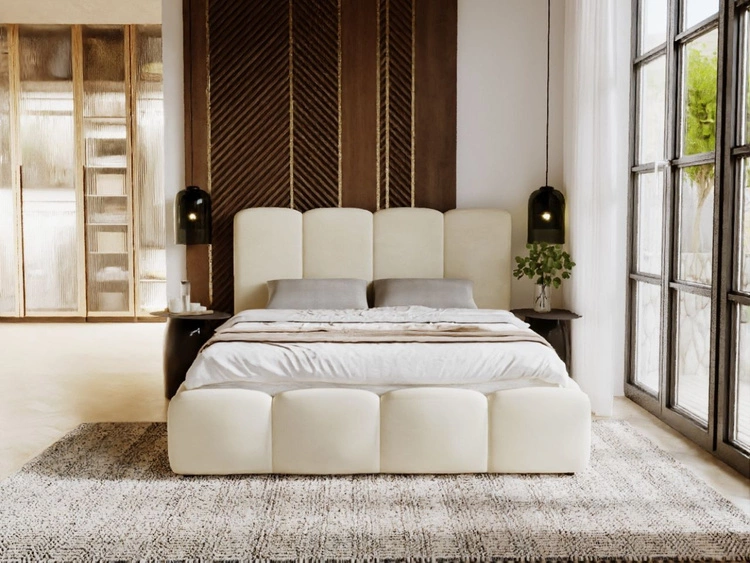 Polsterbett mit Bettkasten und Lattenrost 180x200 Galli Beige