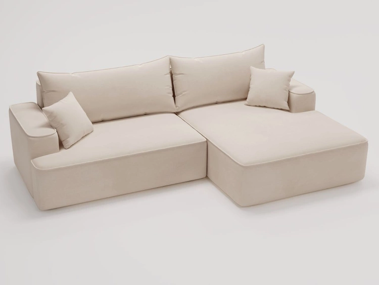 Ecksofa L-Form Rechts mit Schlaffunktion und Bettkasten California Beige