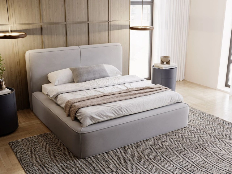 Polsterbett mit Bettkasten und Lattenrost 120x200 Amaro Grau