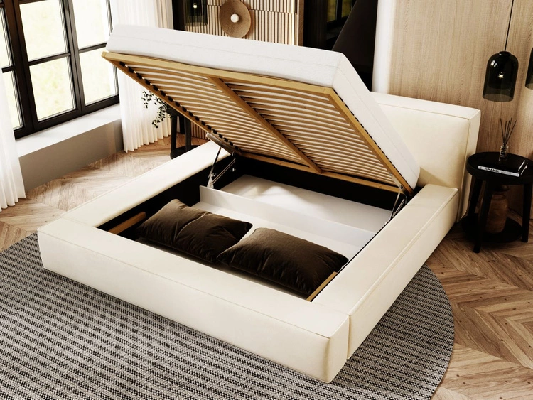 Polsterbett mit Bettkasten und Lattenrost 120x200 Mali Beige