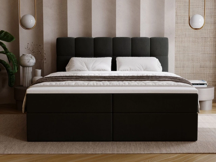 Boxspringbett mit Bettkasten 140x200 Maison Dunkelgrau