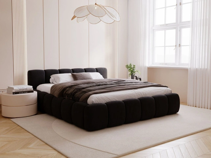 Polsterbett mit Bettkasten und Lattenrost 140x200 Cloud Low Schwarz