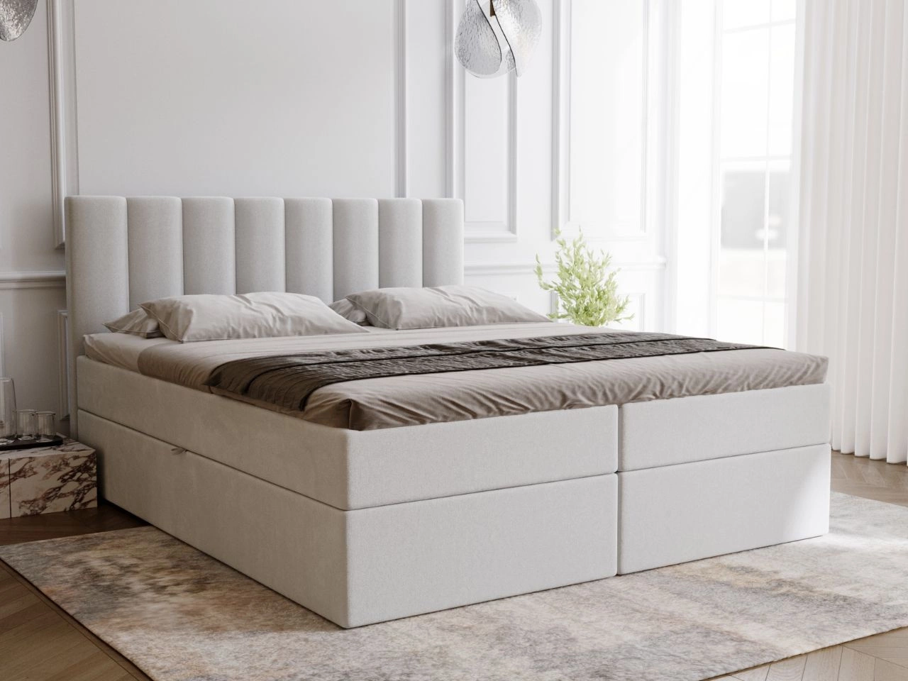 Boxspringbett mit Bettkasten 160x200 Mocca Grau