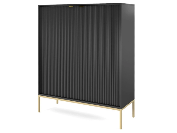 Kommode mit Türen Amber Schwarz, Gold Frame