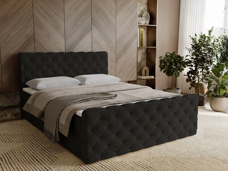 Boxspringbett mit Bettkasten 160x200 Lunaris Schwarz